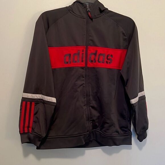 Adidas Unisex Black Full Zip Logo Hooded Sweatshirt - Picture 1 of 10